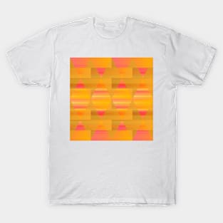 Argyle - Pink and Yellow on Stripes and Rectangles T-Shirt